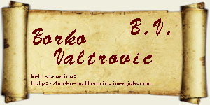 Borko Valtrović vizit kartica